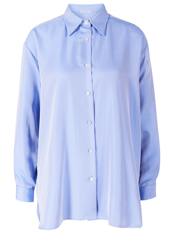 Oversized Seidenhemd Blau