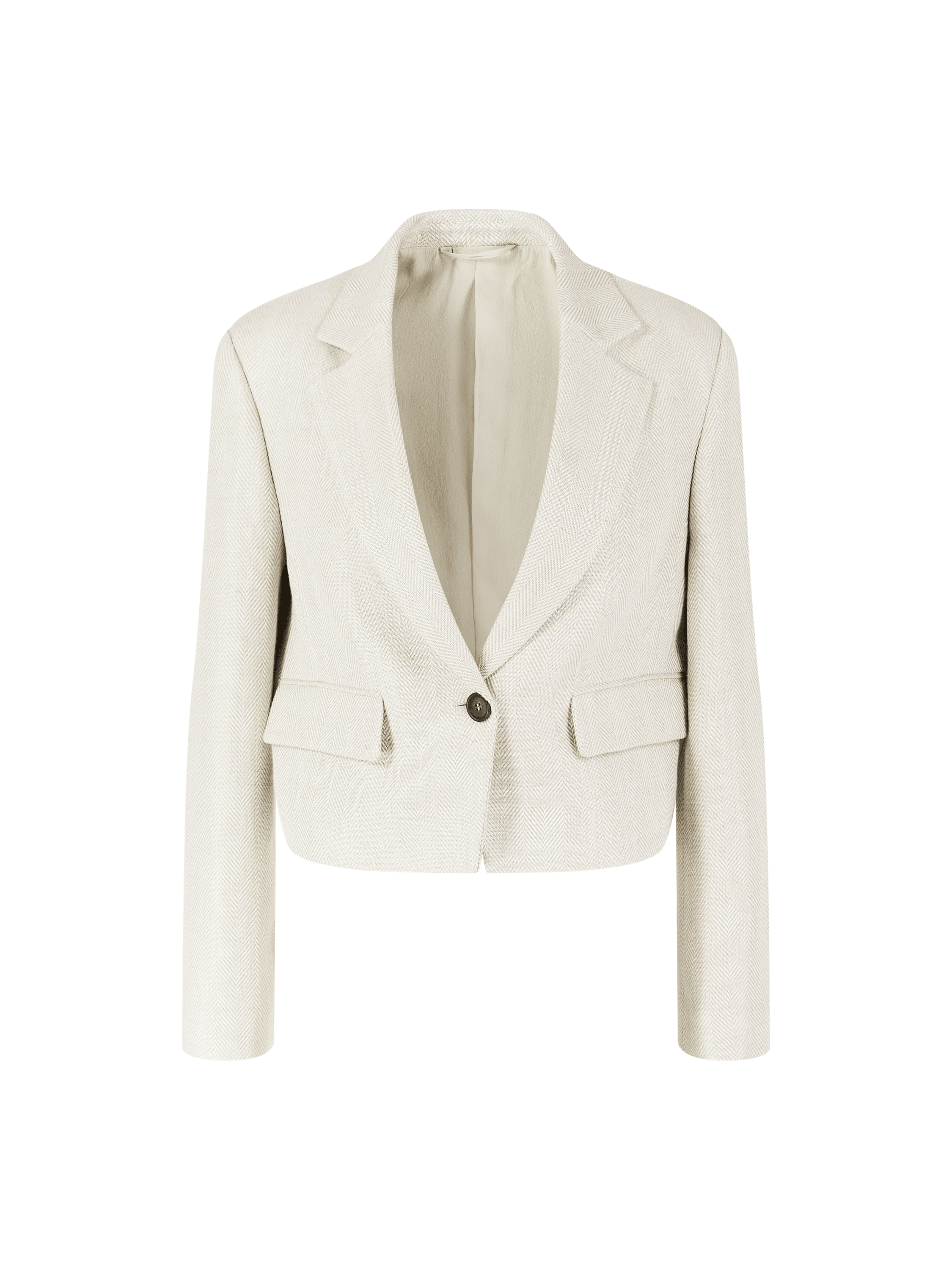 Cropped Blazer aus Leinen Crème