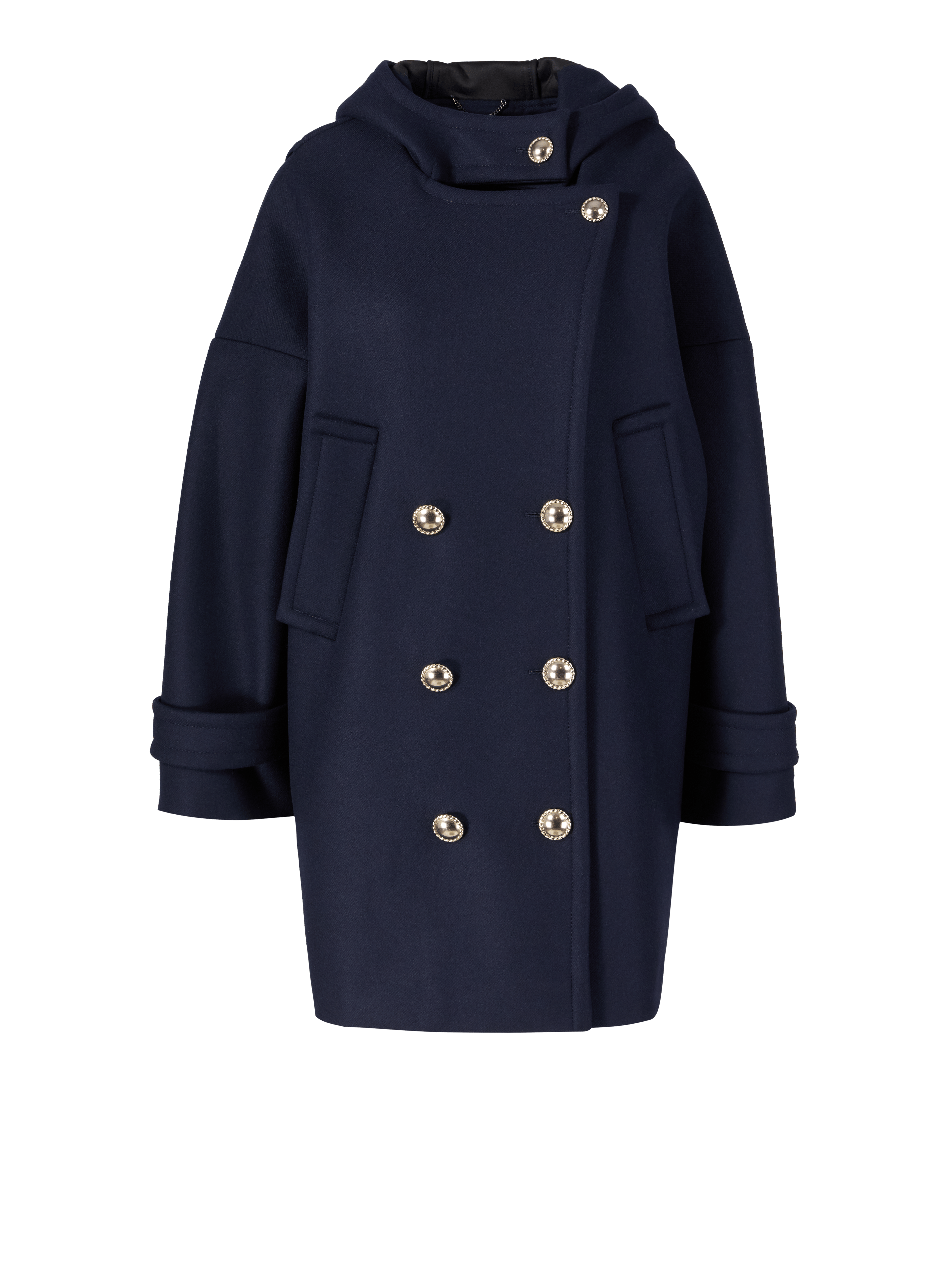 Coat 'Modern Softness' with hood navy blue