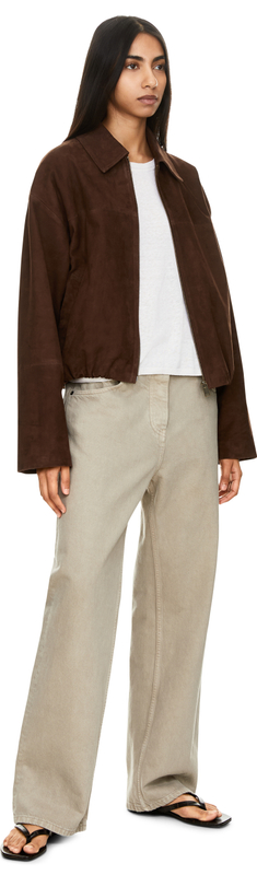 Velourslederjacke 'Loua' Dunkelbraun