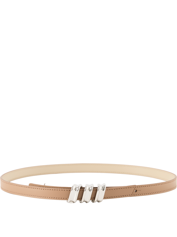 Wendbarer Ledergürtel 'Coil' Mocha Beige Silver