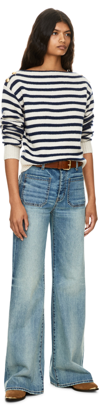 Gestreifter Cashmere-Pullover 'Tandy' Marineblau