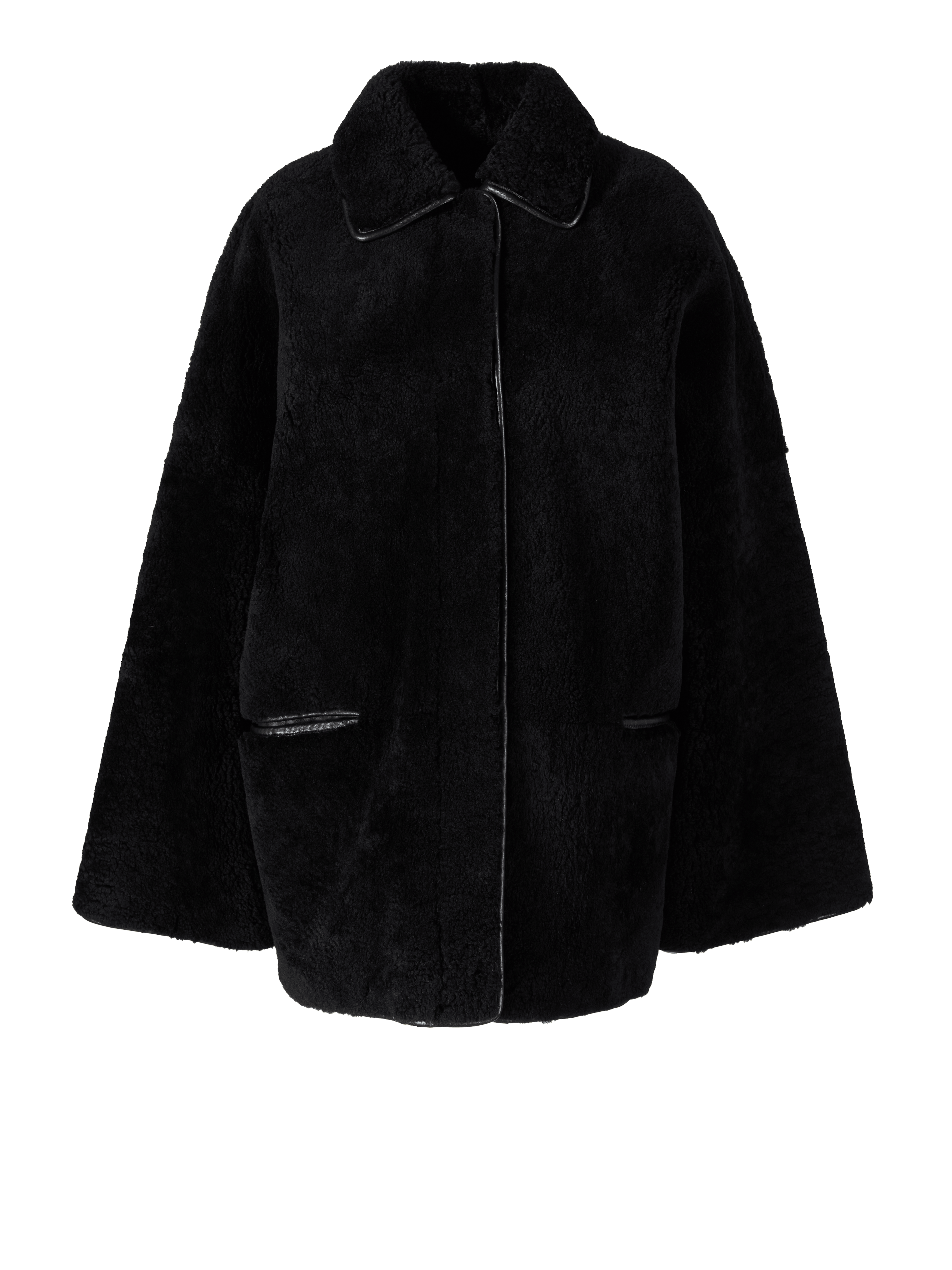 Teddy-Lammfelljacke Schwarz