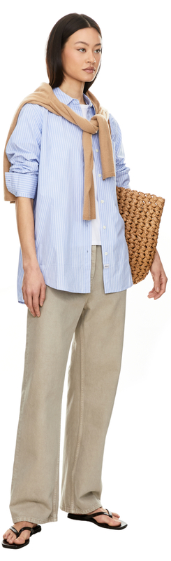 Gestreiftes Hemd 'Elsa' Hellblau