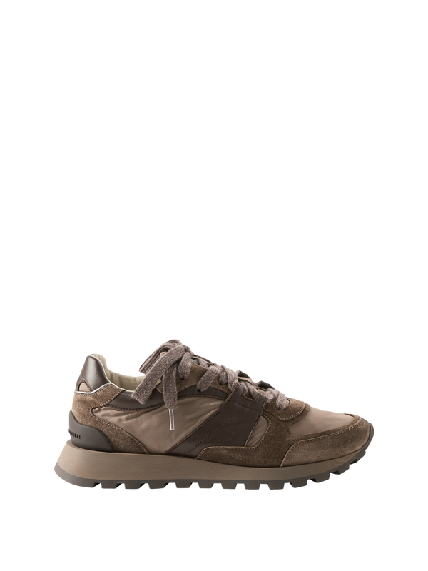 Sneaker aus Kalbsveloursleder Dunkelbraun