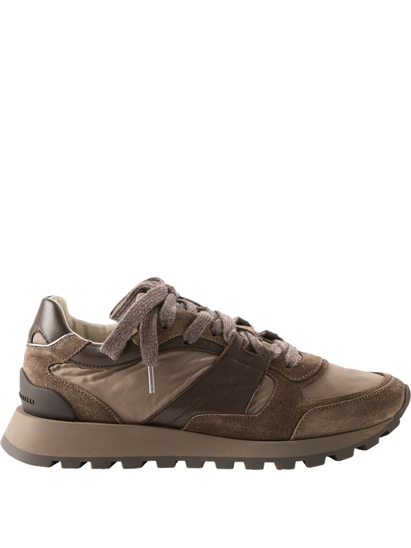 Sneaker aus Kalbsveloursleder Dunkelbraun