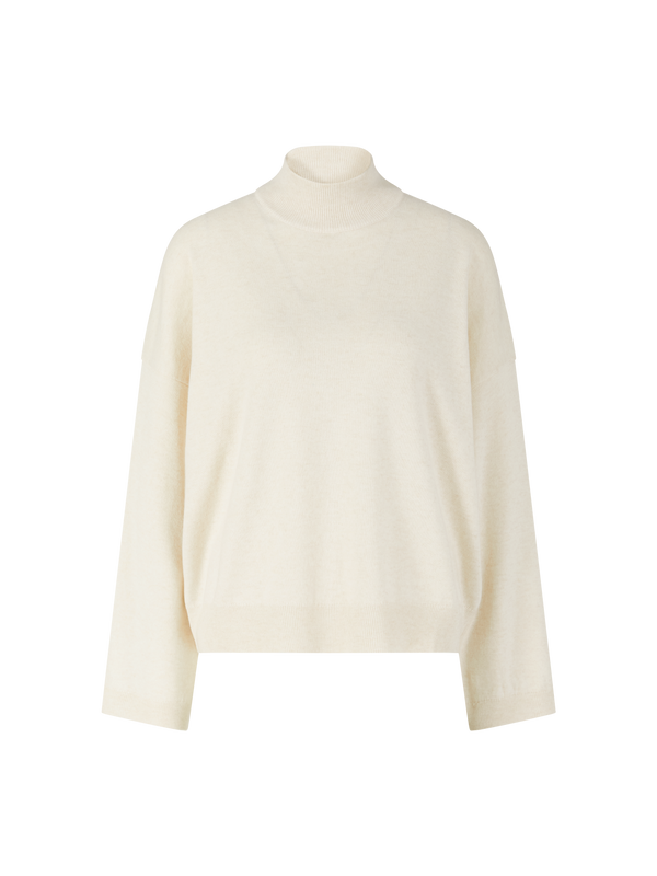 Cashmere-Pullover mit Stehkragen Beige