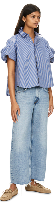 Oversized Bluse mit Streifenmuster Blau