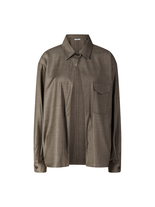 Oversized Hemd 'Tasmania' aus Schurwolle Braun