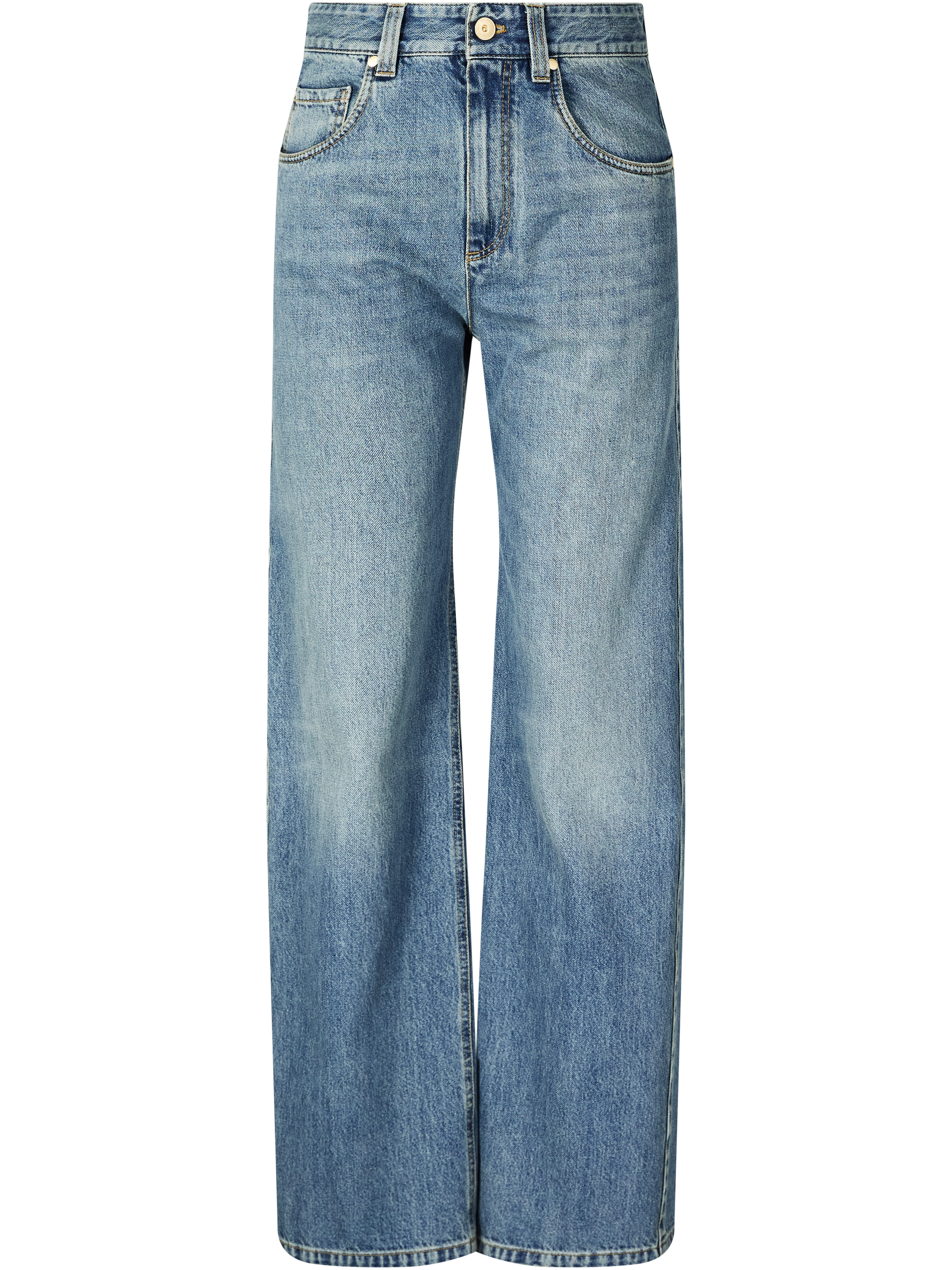Wide-Leg Jeans Mittelblau