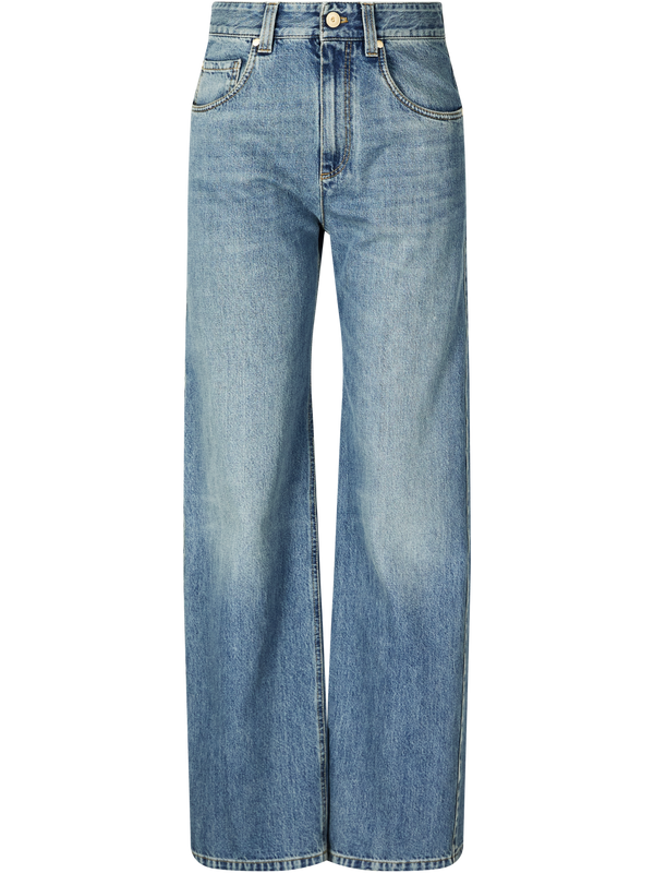 Wide-Leg Jeans Mittelblau