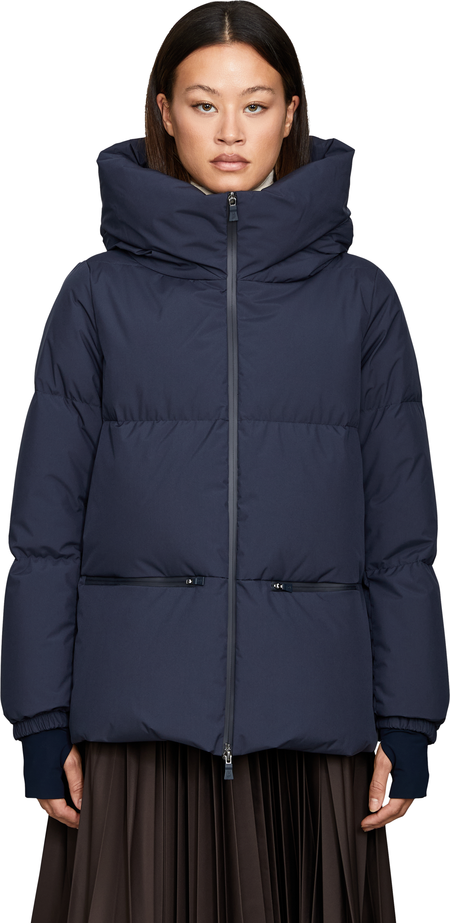 Herno Daunenjacke 'Laminar A Shape' Marineblau, Frontansicht – UNGER.DE