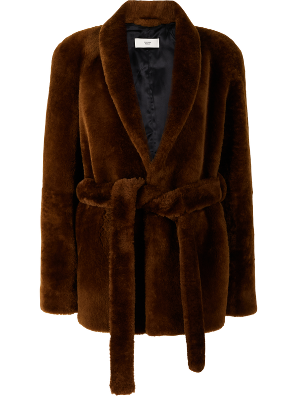 Shearling-Jacke mit Schalkragen Braun