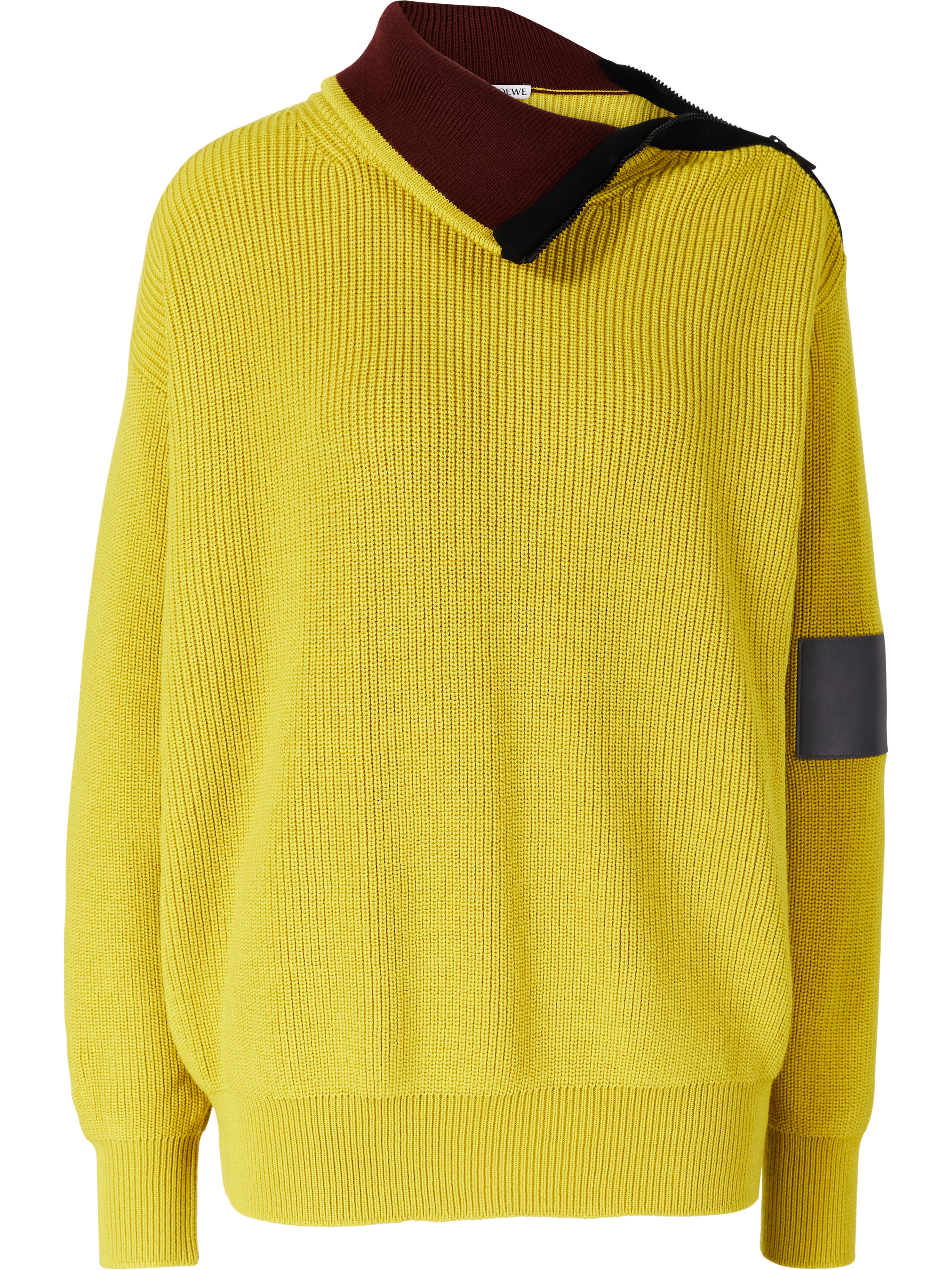 LOEWE Wollpullover mit Reißverschluss-Kragen Gelb, Produktansicht – UNGER.DE