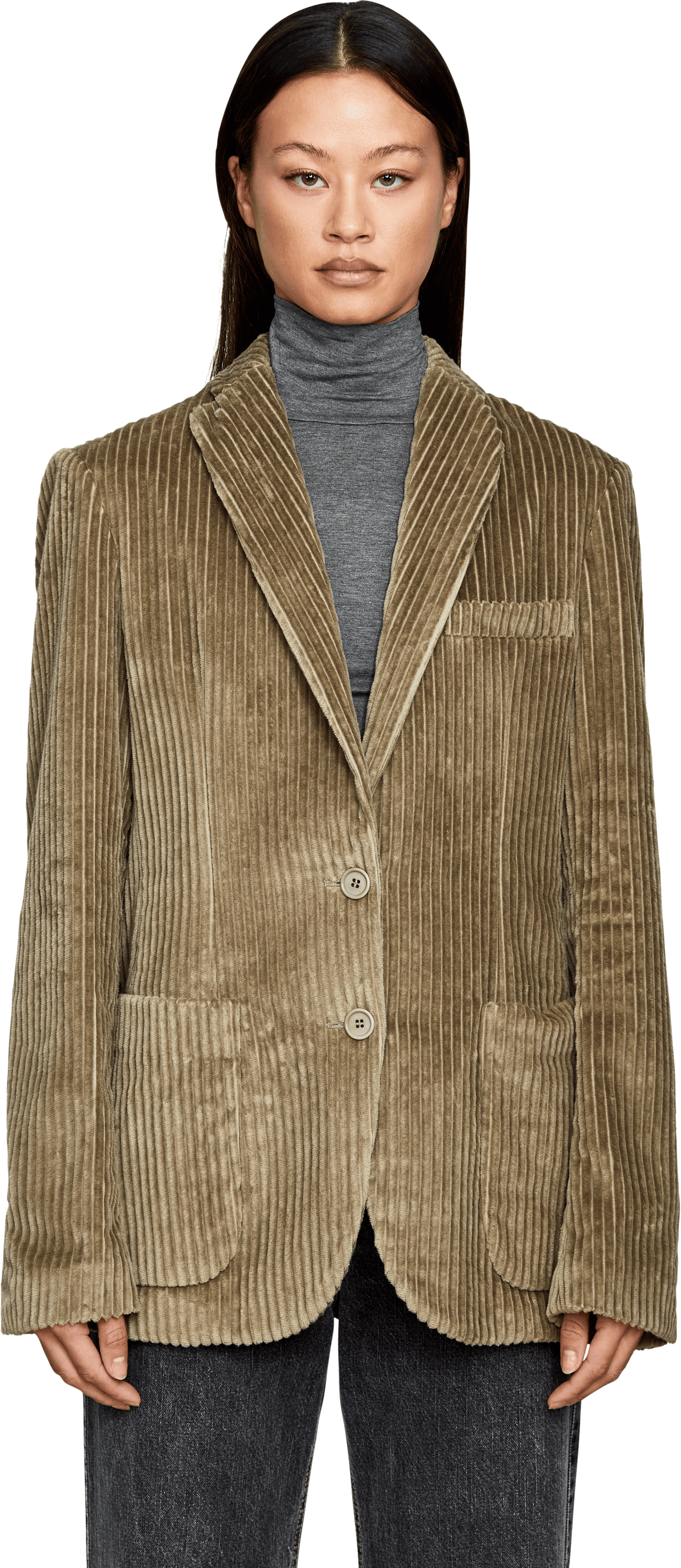 META CAMPANIA COLLECTIVE 'Udo' corduroy blazer in beige velvet, Front view – UNGER.DE
