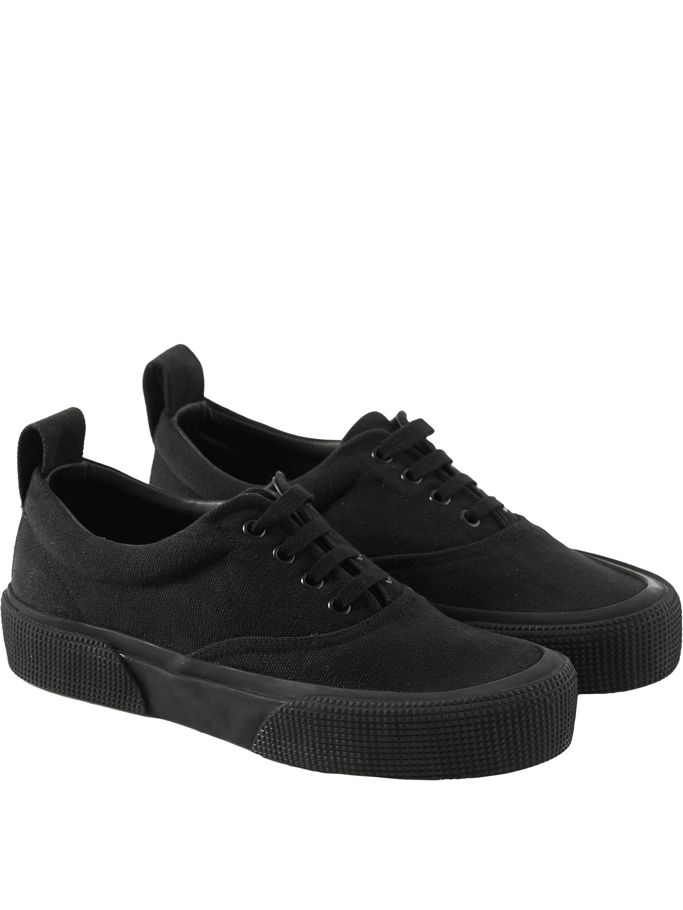 Phoebe Philo Sneaker 'Plimsole' aus Canvas Schwarz, Rückansicht – UNGER.DE