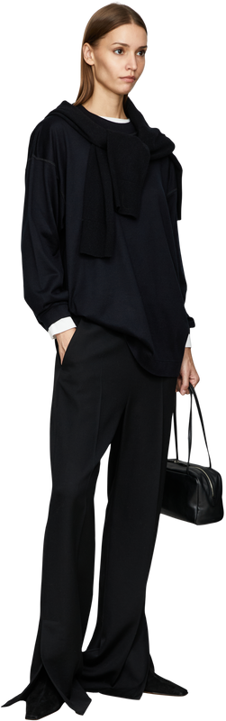 Oversized Langarmshirt 'Dylan' aus Seide Schwarz