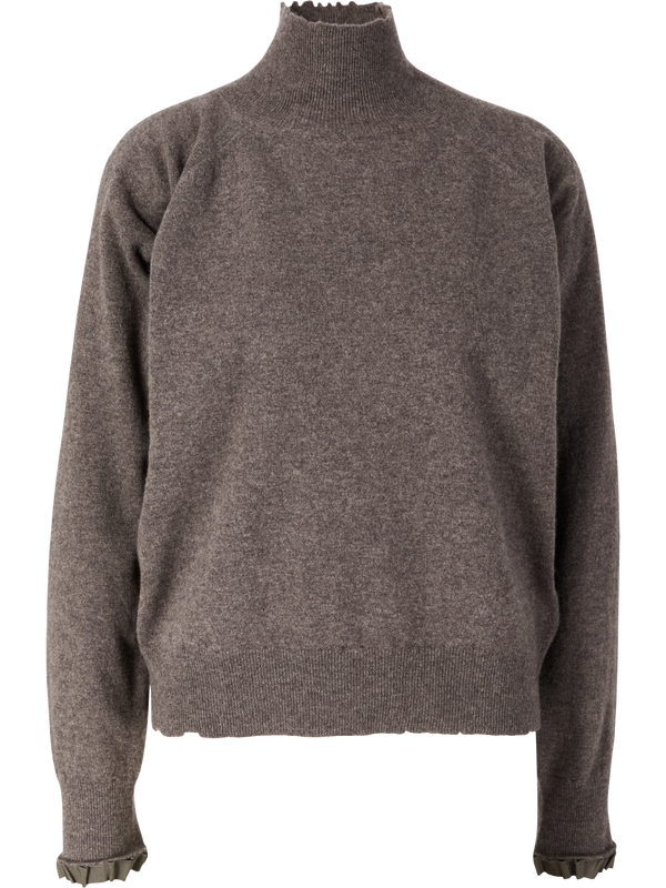 Woollen roll-neck jumper taupe