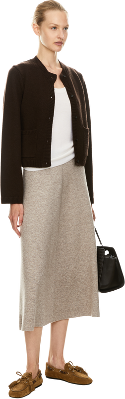 Woll-Cashmere-Strickjacke Dunkelbraun