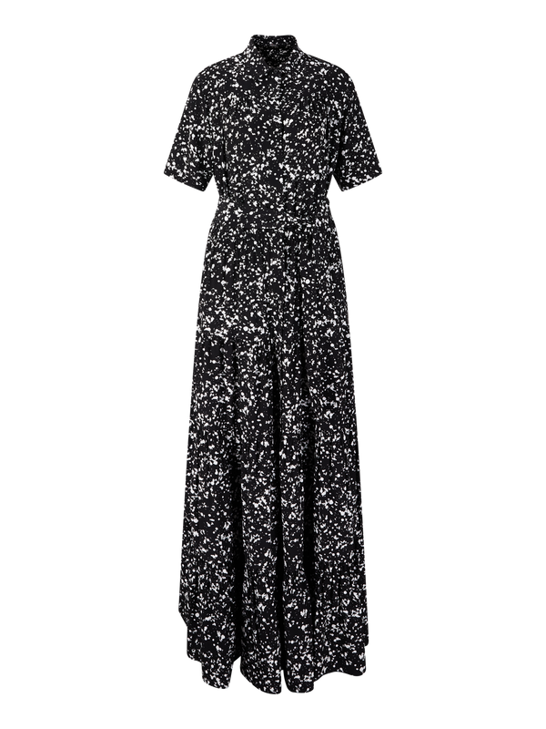 Hemdblusenkleid aus Seide mit Bindegürtel Schwarz