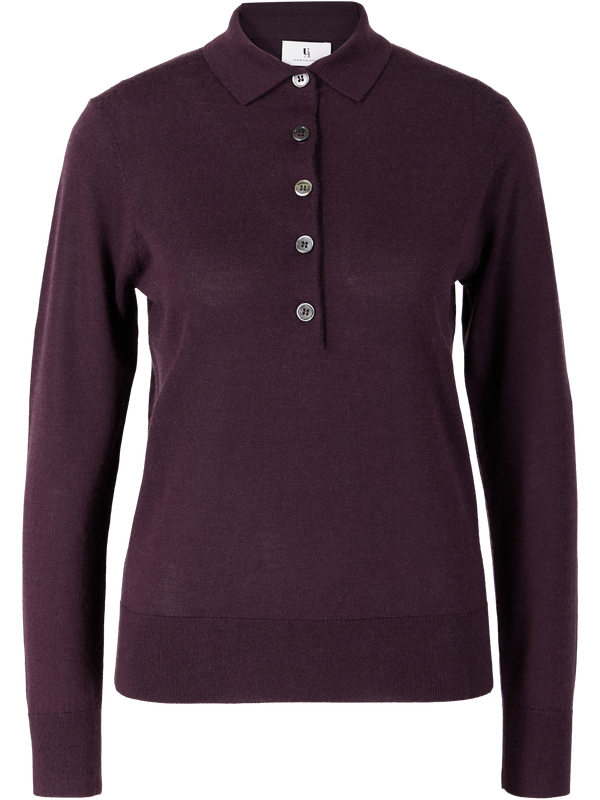 Woll-Cashmere-Seidenpolopullover in Blackberry