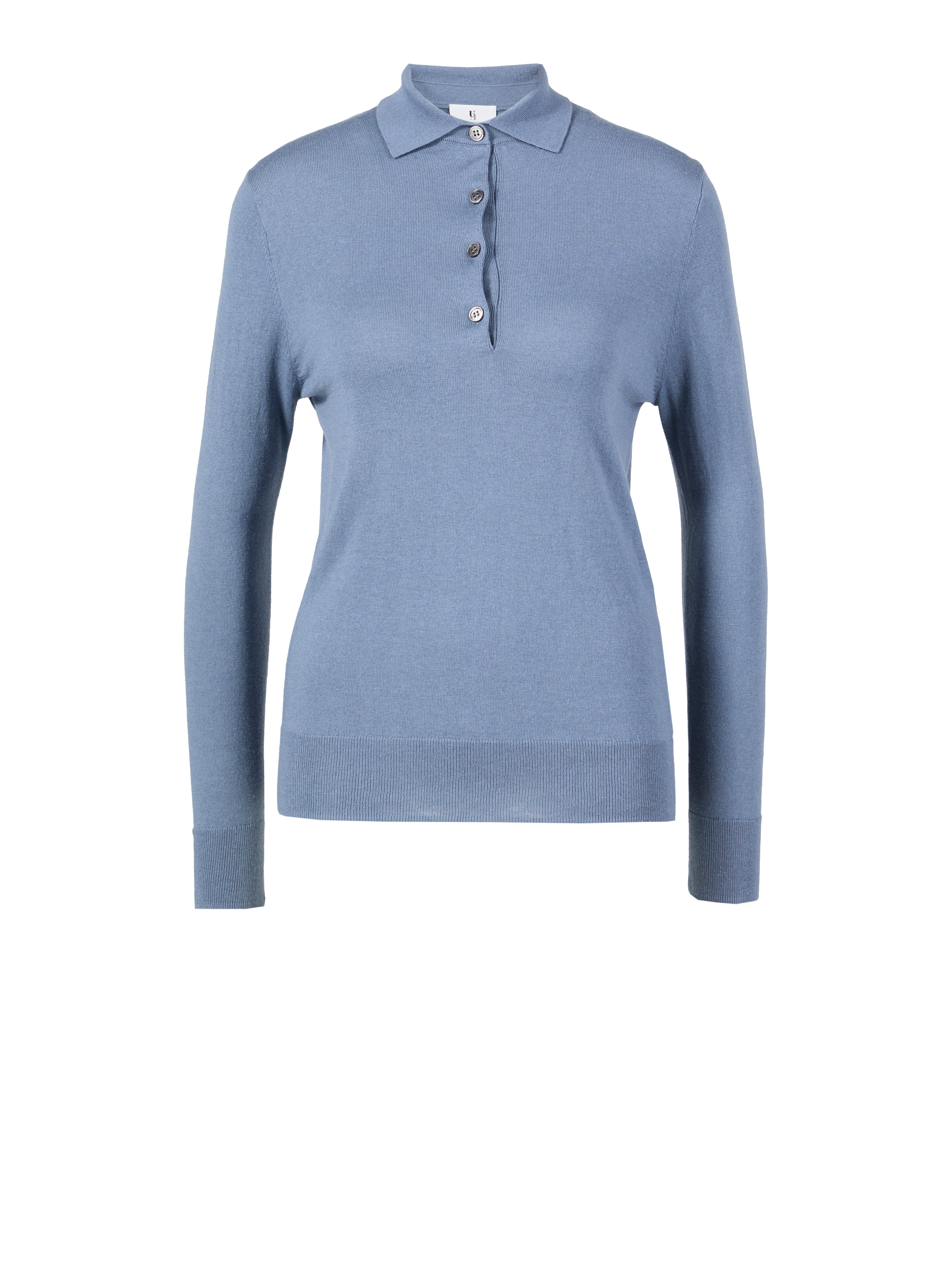 Cashmere-Seidenshirt mit Polokragen Hellblau