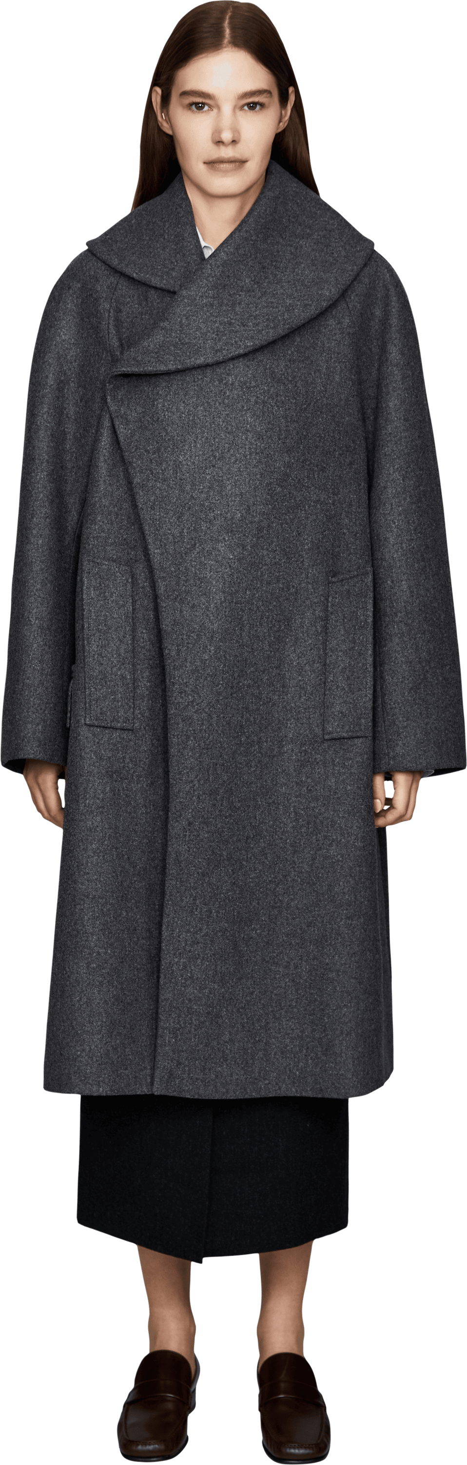 JIL SANDER Grey virgin wool coat, Front view – UNGER.DE