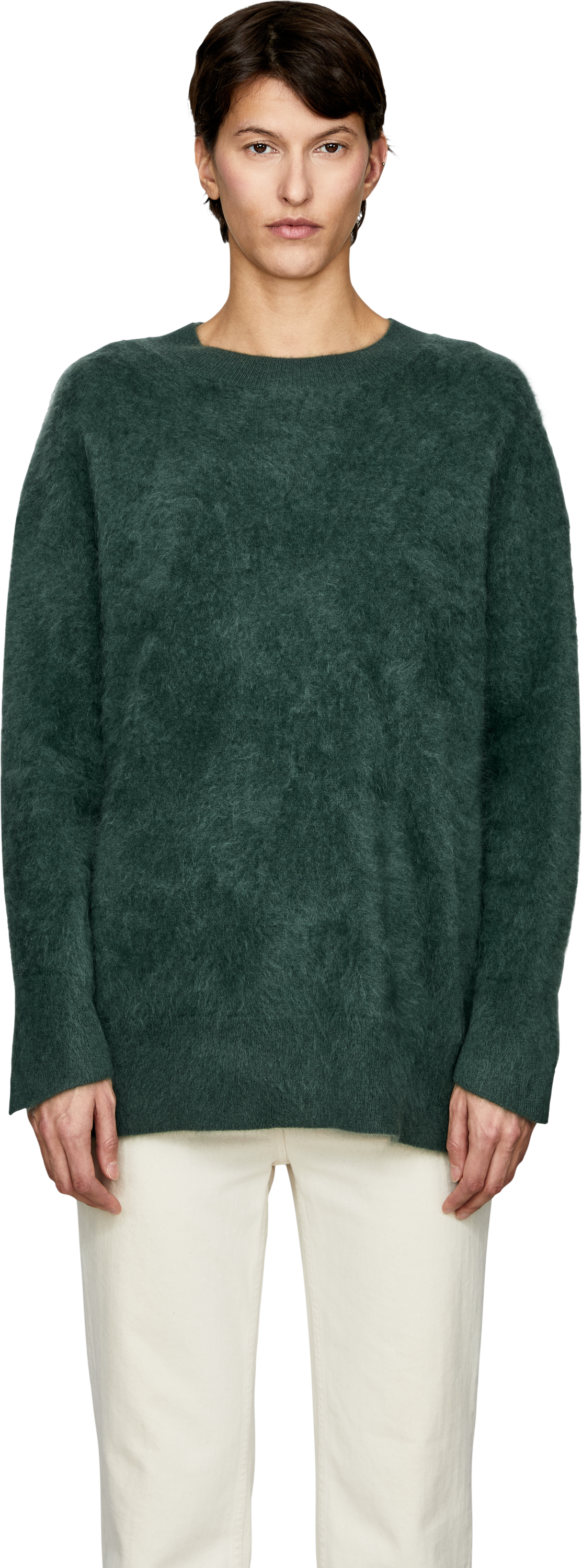 Iris von Arnim 'Darlina Brushed' Forest cashmere jumper, Front view – UNGER.DE