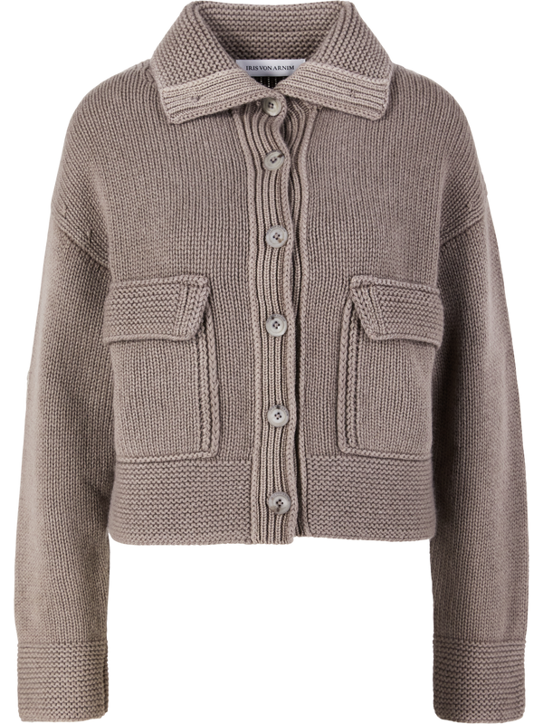 'Pemira' Cashmere Cardigan, Taupe, Stonewashed