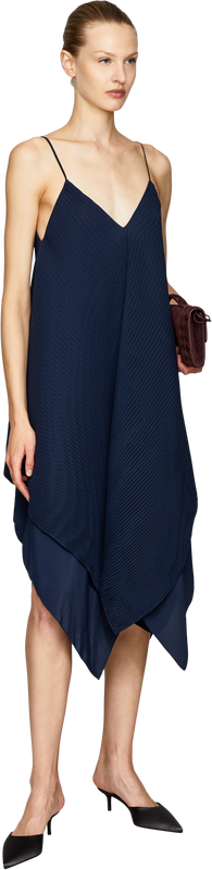 Plissiertes Midikleid Marineblau