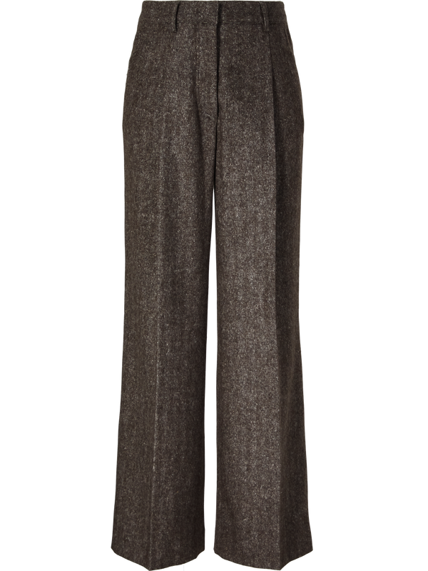 Wide-leg wool-cashmere pleated trousers 'Venia' taupe