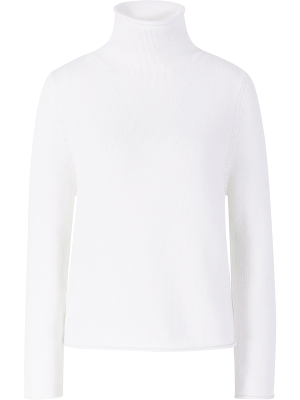 Cream-coloured cashmere jumper with a stand-up collar