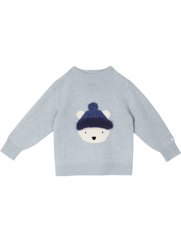 Strickpullover 'Polar Bear' aus Merinowolle Hellblau
