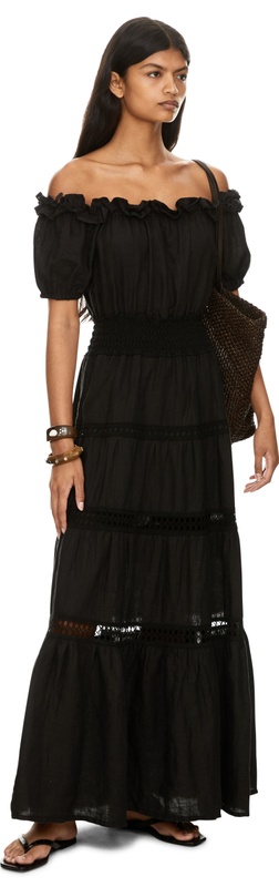 Maxikleid 'Angara' aus Leinen Schwarz