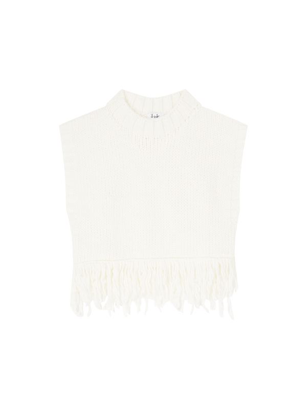 Strickweste mit Fransen Crème