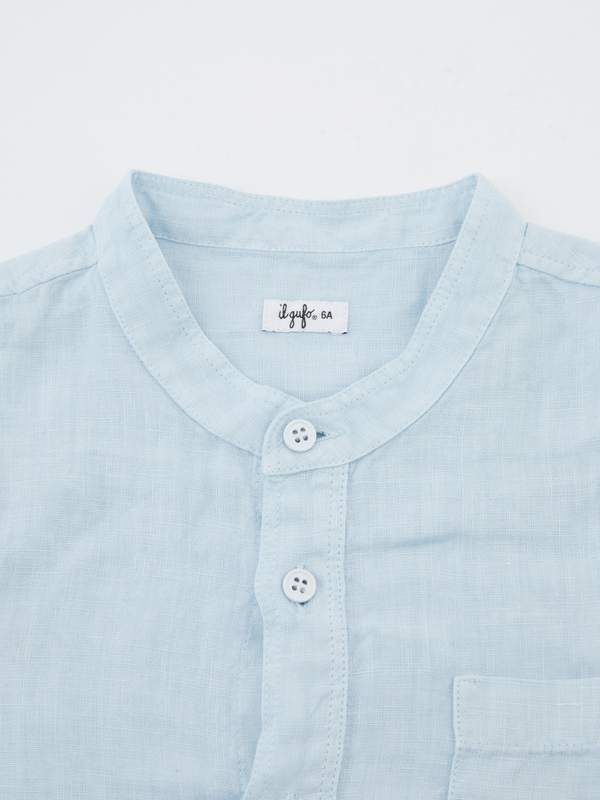 Leinenhemd mit Brusttasche Blau