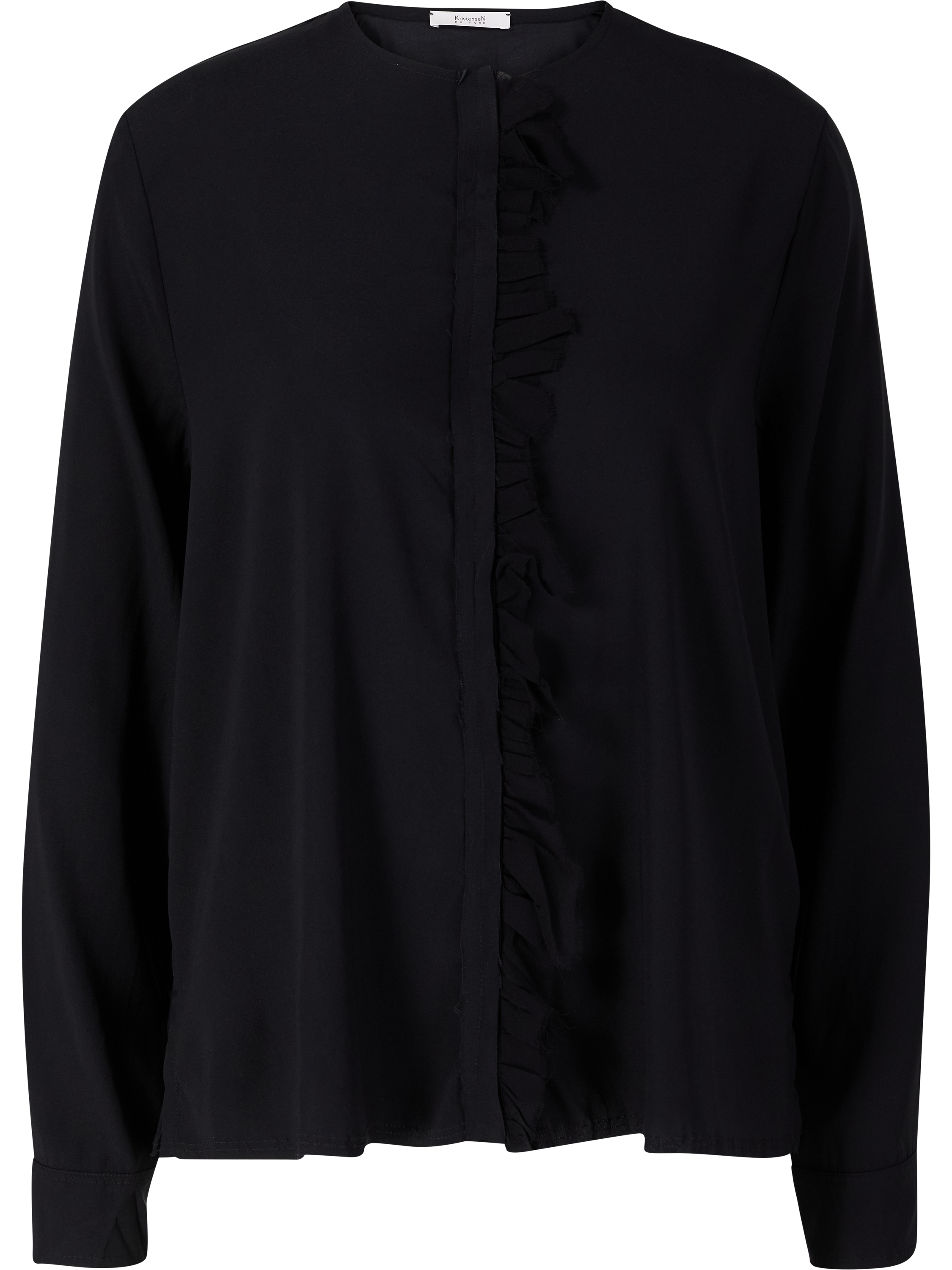 Black silk blouse with ruffles