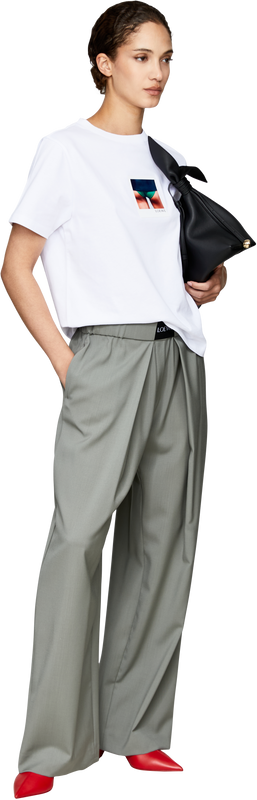 T-Shirt mit Fotoapplikation Weiß
