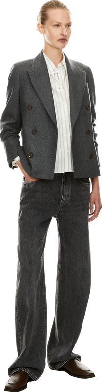 Straight-Leg Jeans mit Monili Perlen Anthrazit