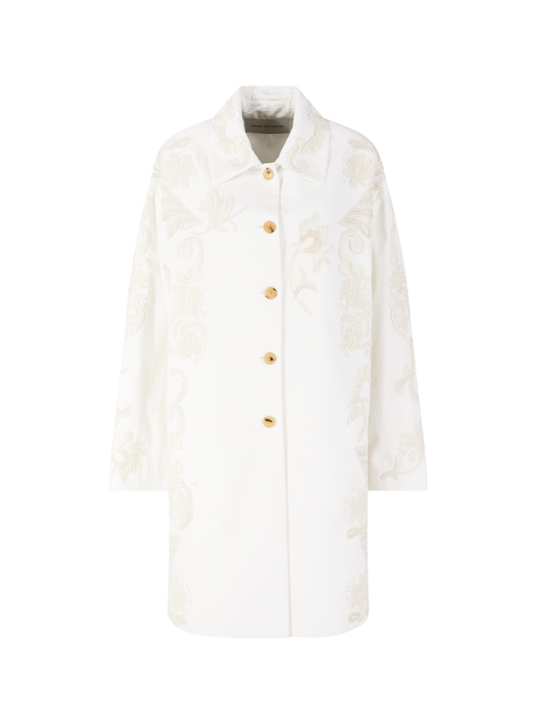 Mantel 'Rondero' mit floralen Stickereien Crème