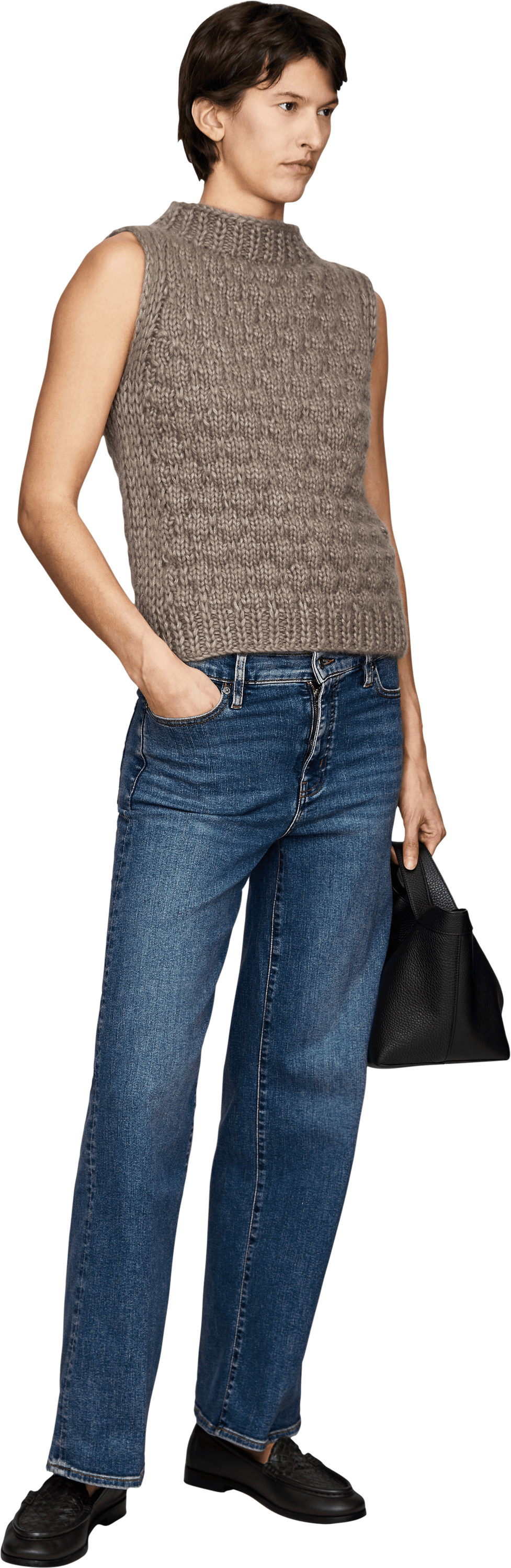 Iris von Arnim Cashmere-Seidentop 'Lysia Handstrick' Taupe, Modelansicht – UNGER.DE