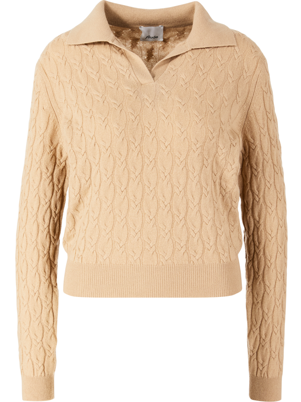 Cashmere jumper with a Serafino collar – beige