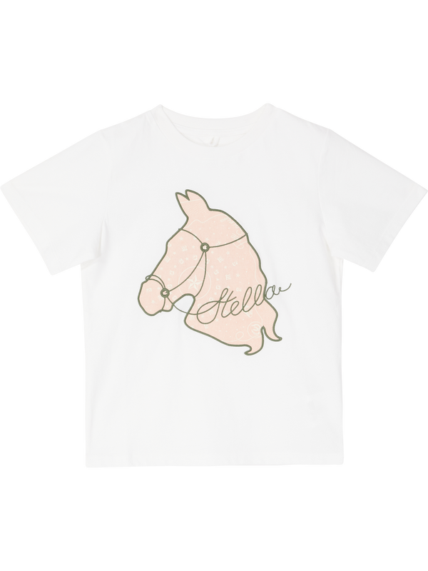 T-Shirt mit Pferdemotiv Crème
