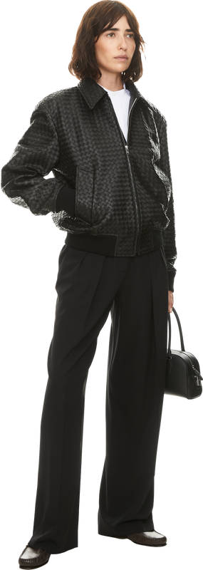 Intrecciato Lederblouson Small Schwarz