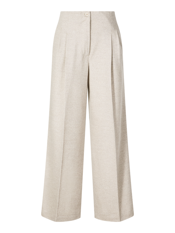 Wollhose 'Lainie Pepita' mit Bundfalten Alabaster/Taupe