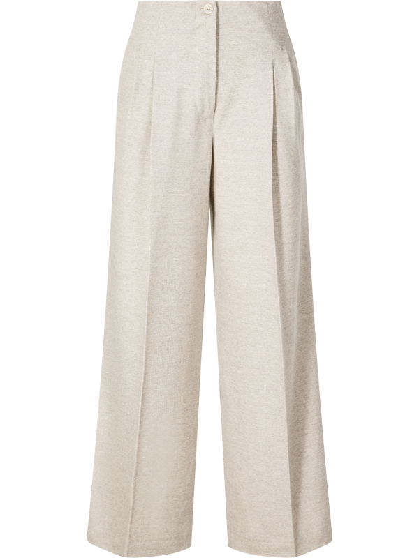 Wollhose 'Lainie Pepita' mit Bundfalten Alabaster/Taupe