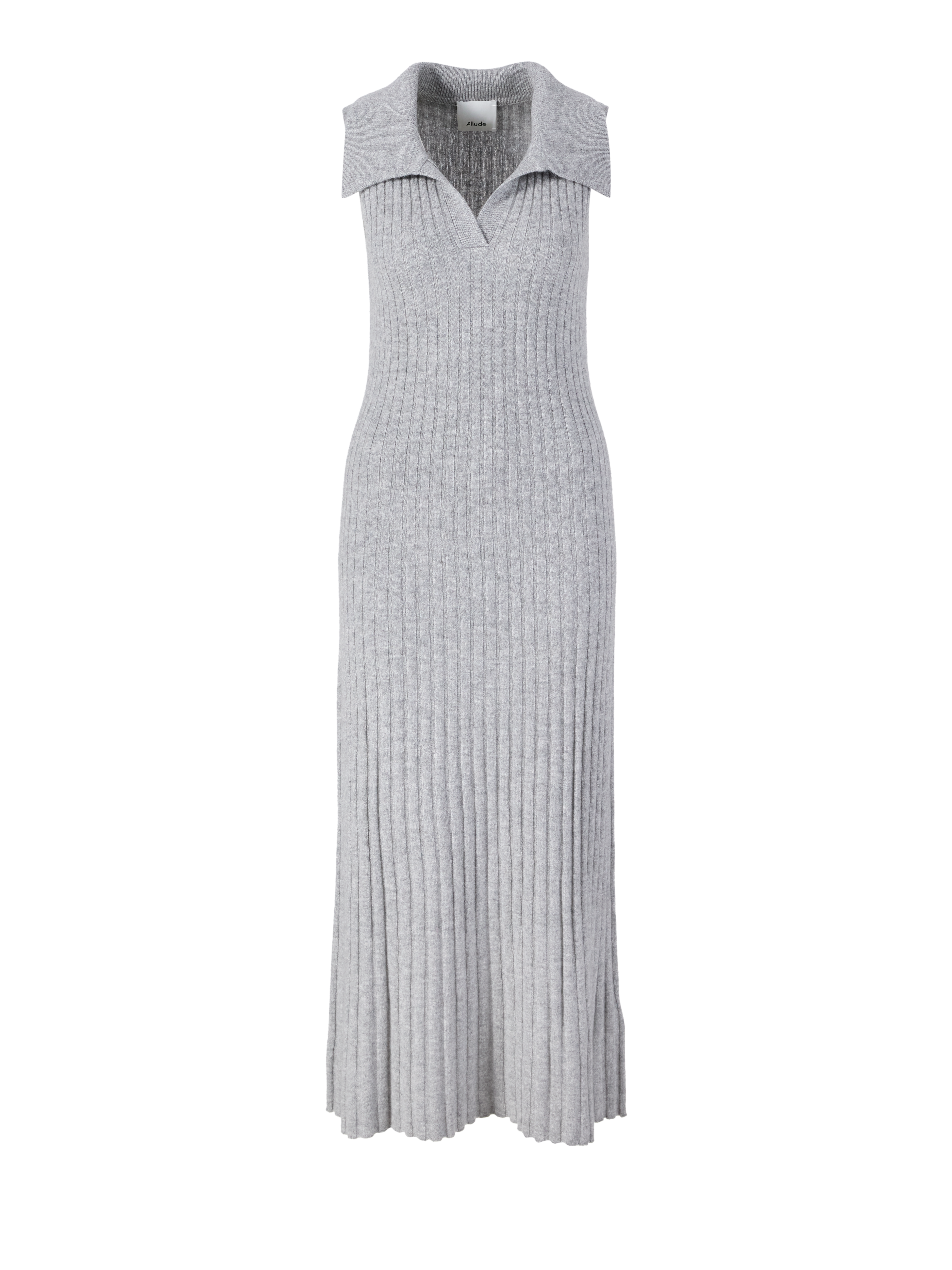 Cashmere dress in midi length light grey