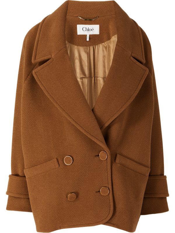 Oversize Cabanjacke aus Schurwolle Camel