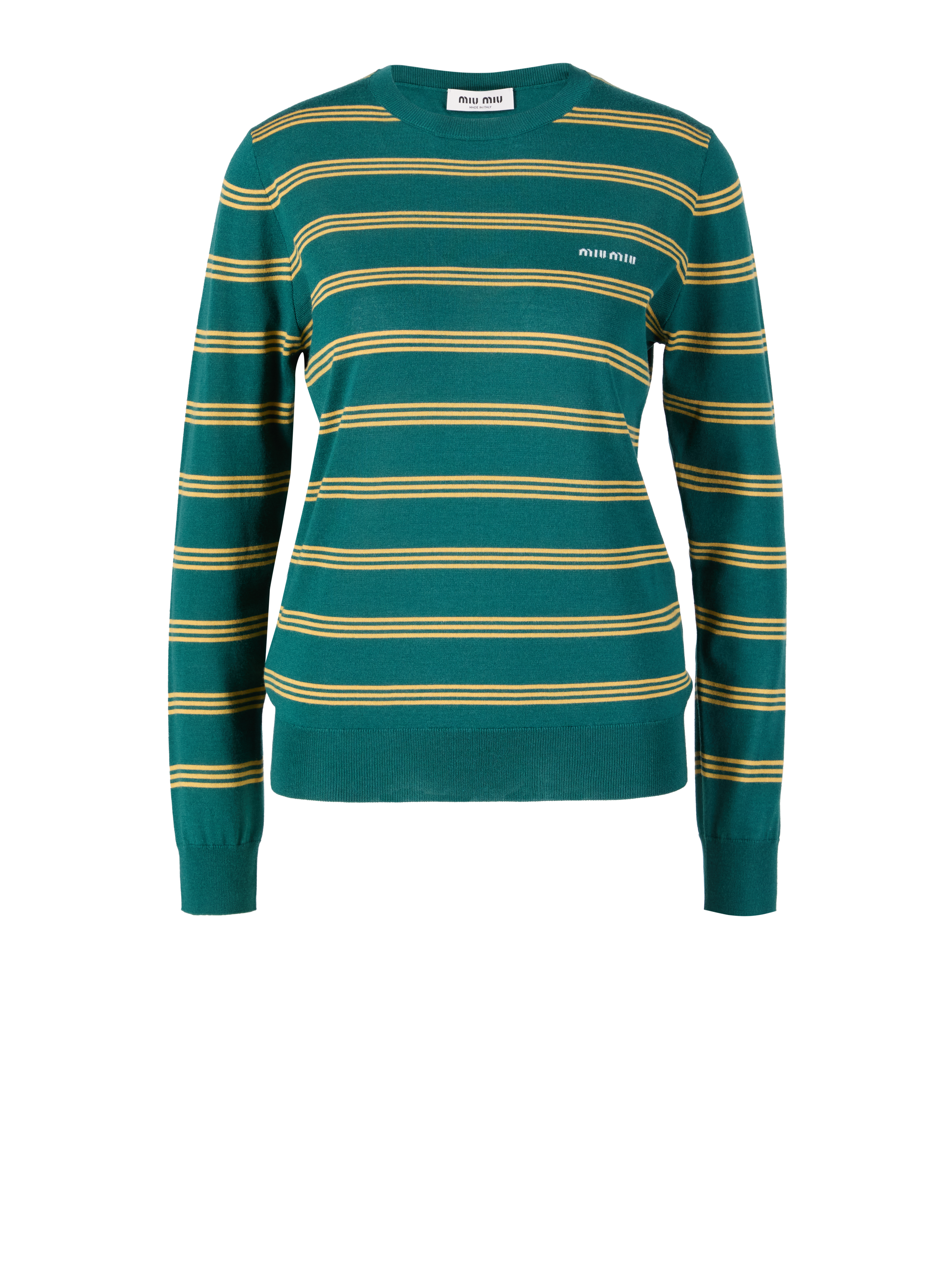 Cashmere long sleeve shirt striped green/yellow 