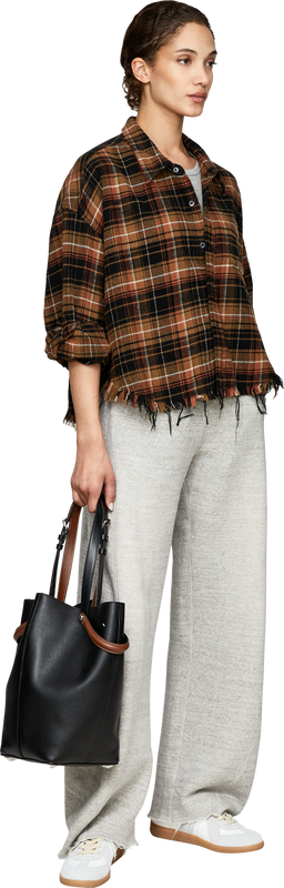 Cropped Hemd mit Karomuster Braun